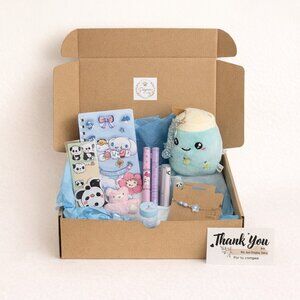Premium curated kawaii box, including handmade accessorries and gift-ready pack.
